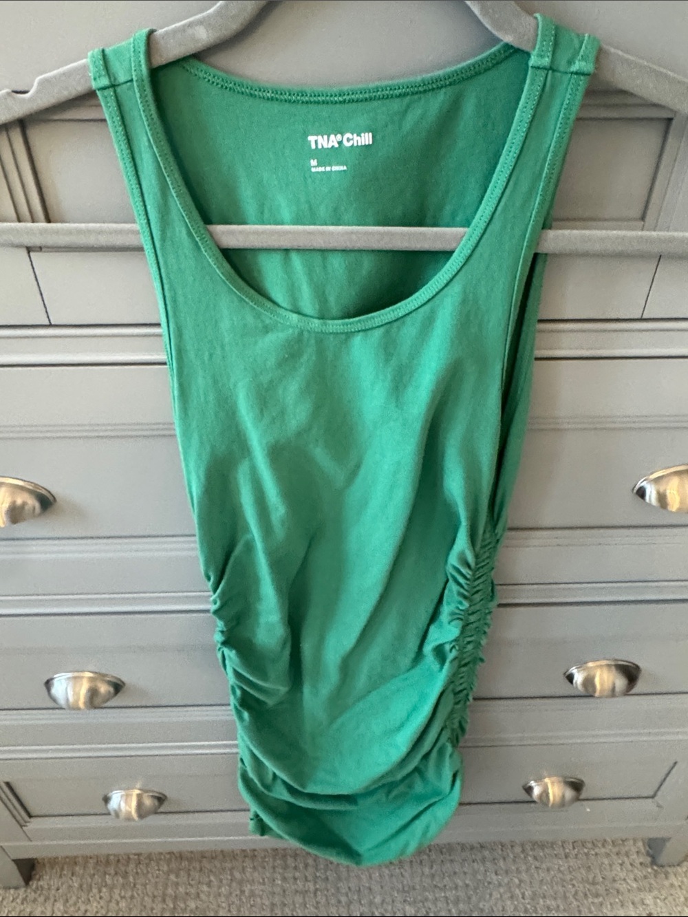 TNA Green Ruched Side Tank Top